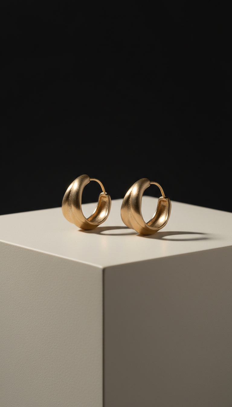 Muted Gold Sculpted Hoop Earrings