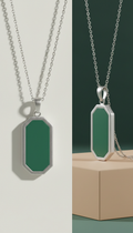 Pine-Green Enamel Pendant Necklace