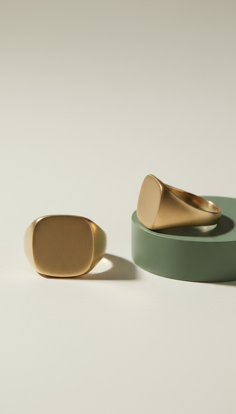Gallery Signet Ring in Muted Gold