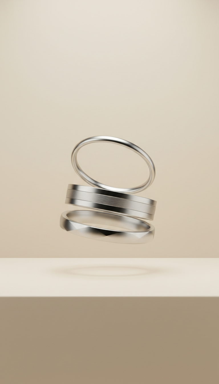 Stacked Minimalist Platinum Rings